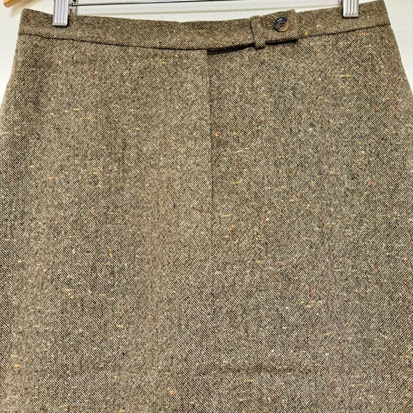 Vintage Evan Picone Wool Blend Green Brown Woven Tweed Midi Pencil Skirts, 12 - Picture 2 of 13